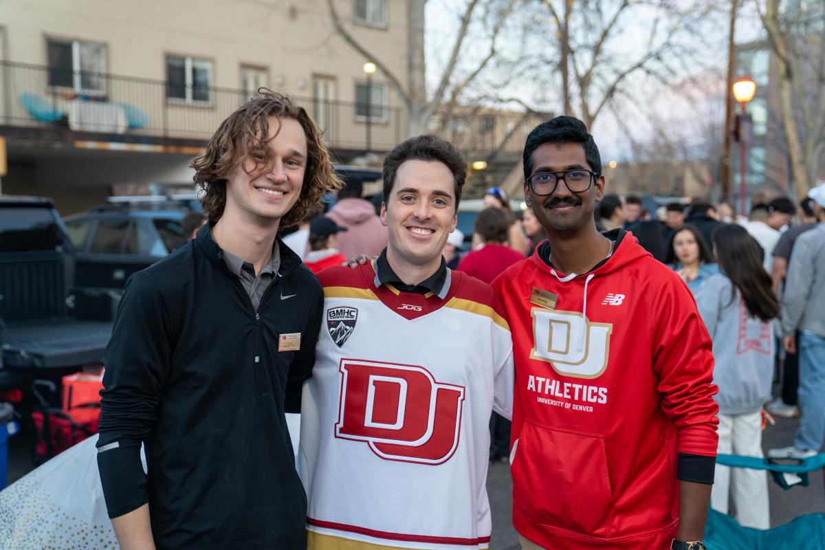 group of students at hockey tailgate