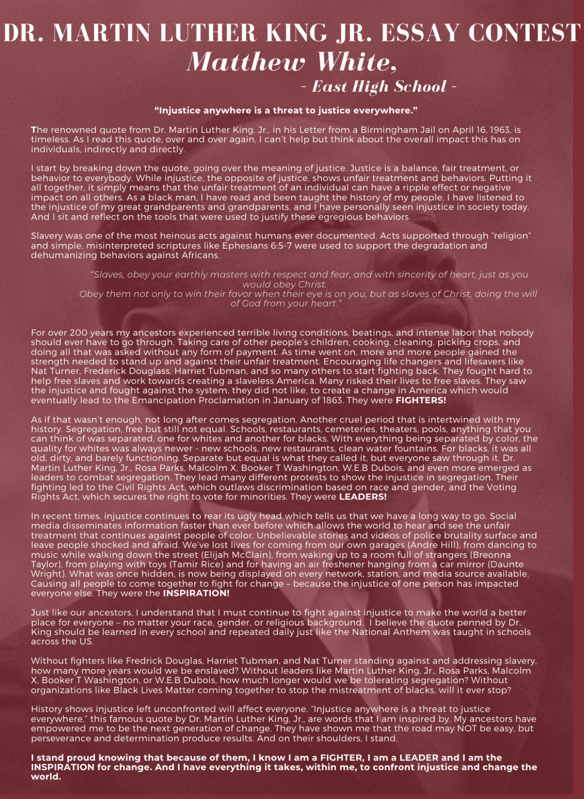 Matthew White MLK Essay