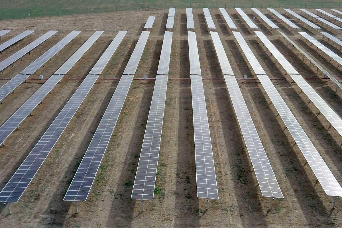 field with solar panels