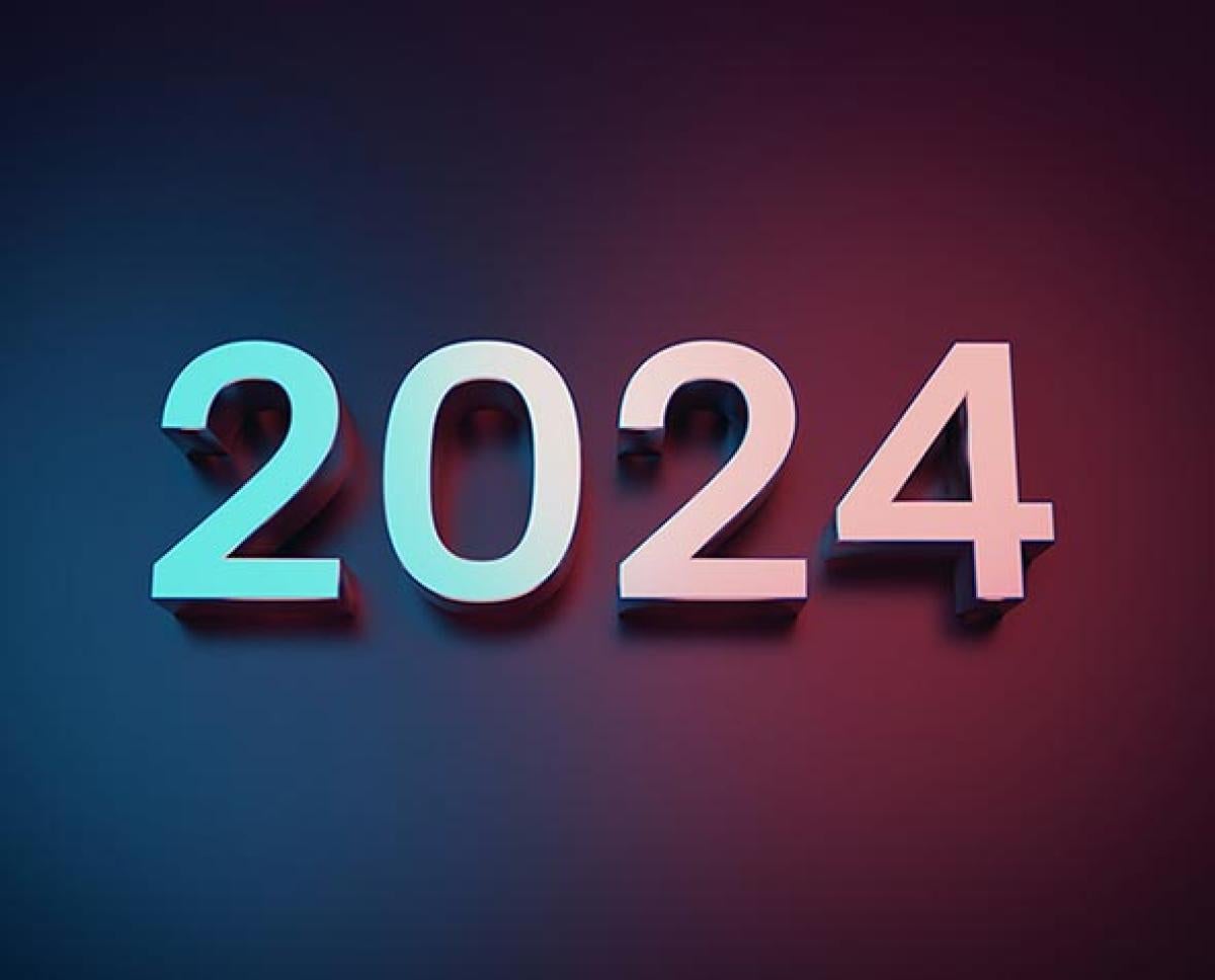 2024 on blue purple gradient background 