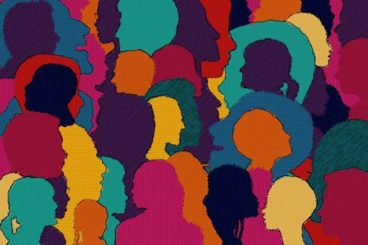 artistic profile of faces to show diversity