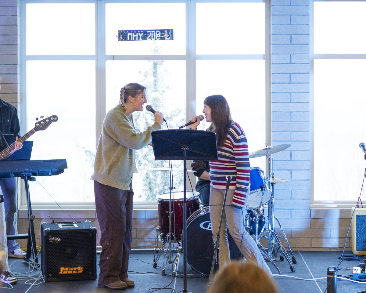 Students perform on stage at DU's annual "Battle of the Bands" competition.