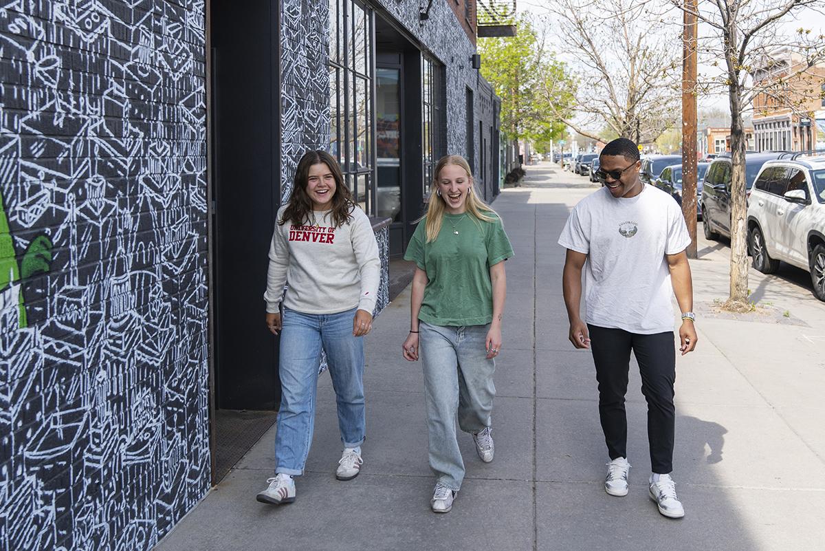 Students walking on the street in Denver