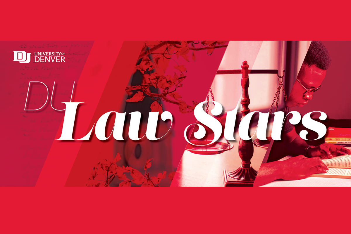 A red graphic announcing DU's Law Stars for 2026.