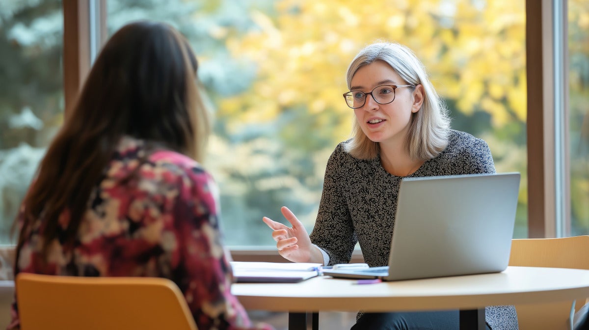 Professor student talking