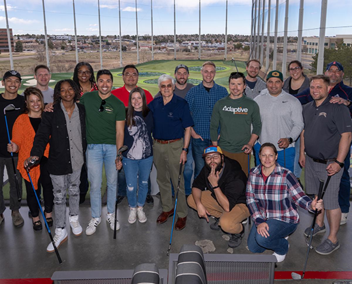 Gen. George Casey posing for a group picture with DU student veterans