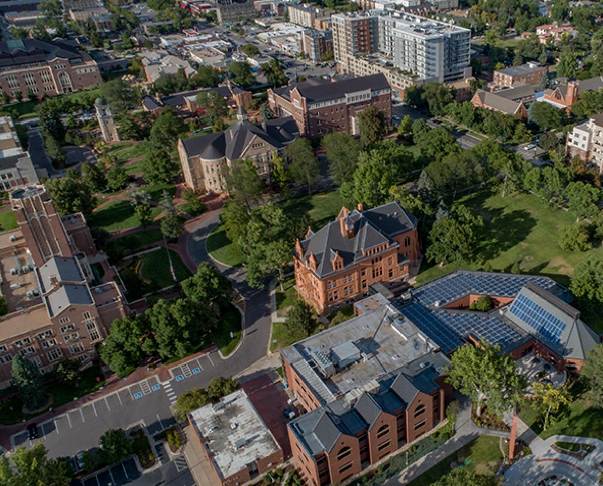 Aerial shot of DU campus