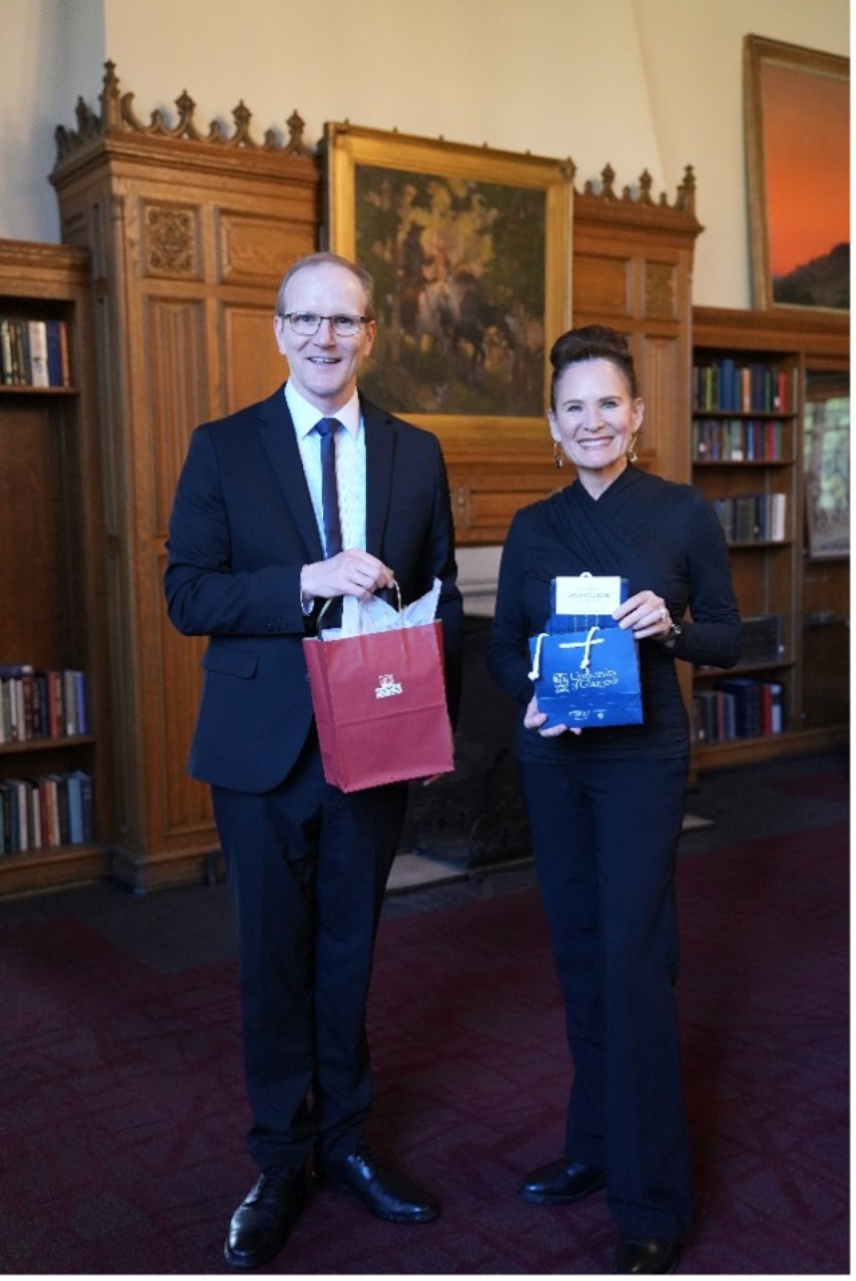 Professor Graeme Roy and Provost Loboa smile and pose for a photo.