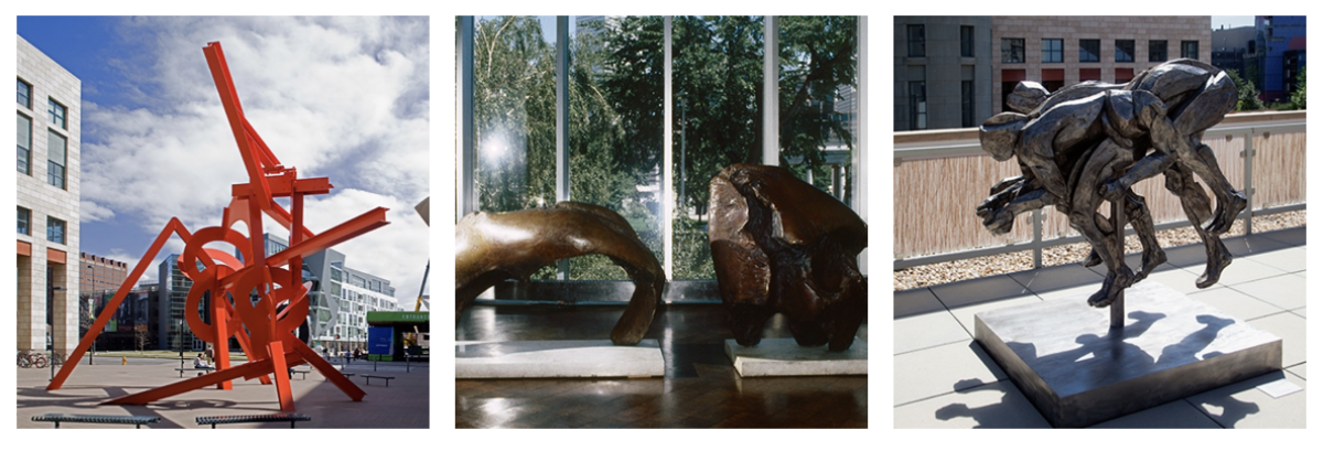 Two images showing the new art pieces coming to DU's campus.