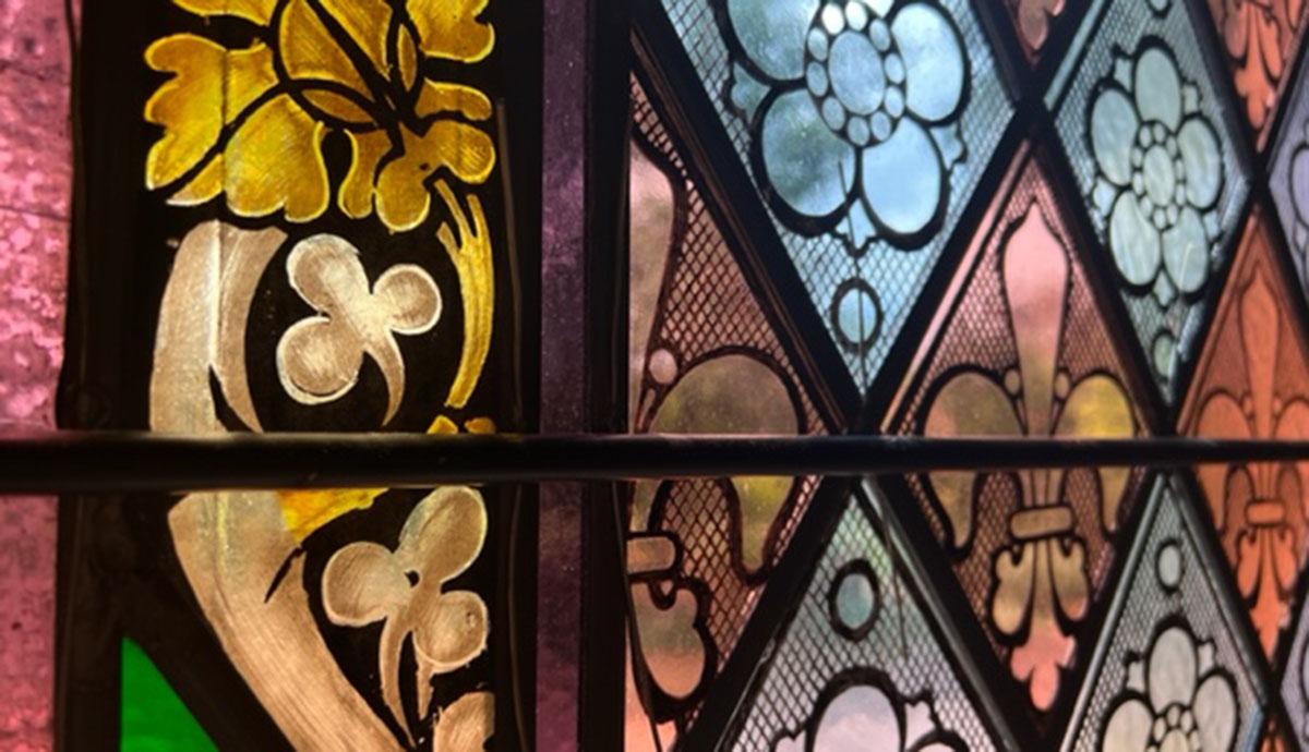Repaired stained glass window