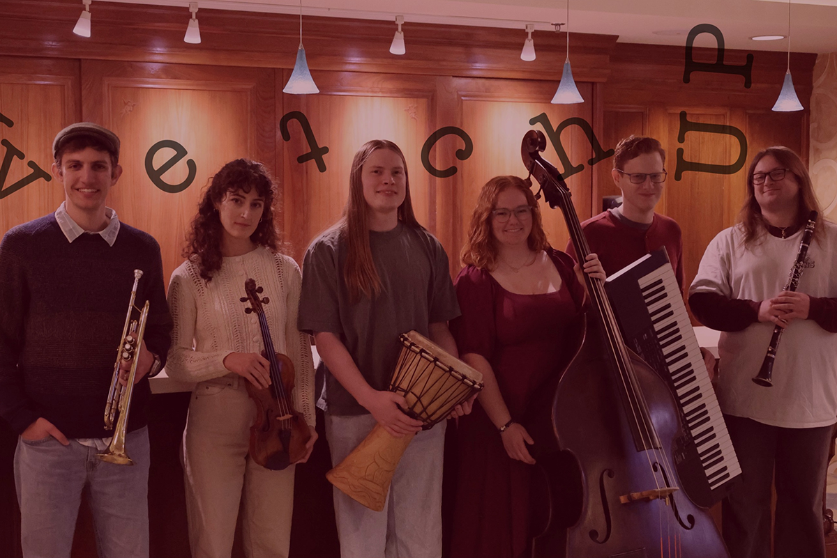 Members of the student klezmer group KvetchUP.