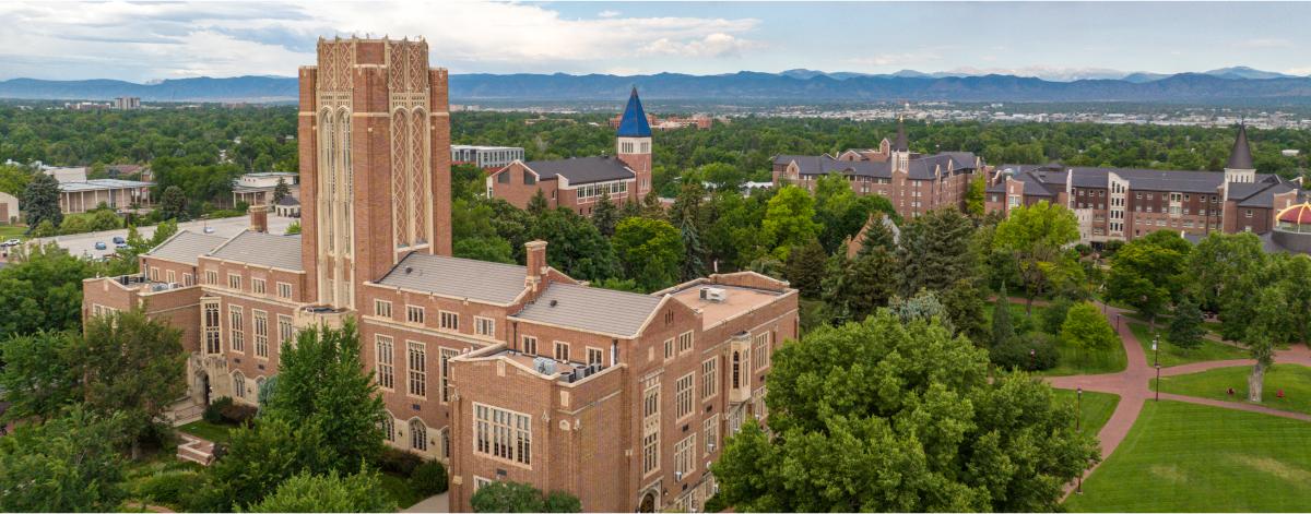 drone shot of mary reed building