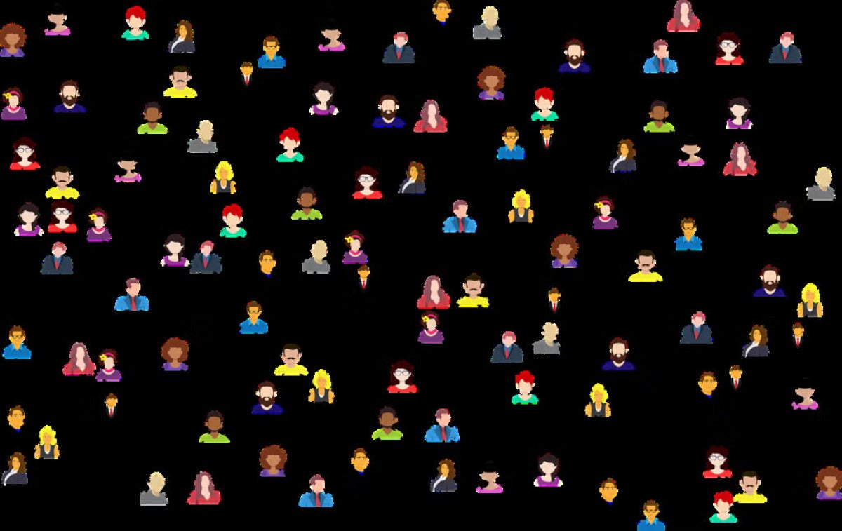 artistic icons showing a social network of people