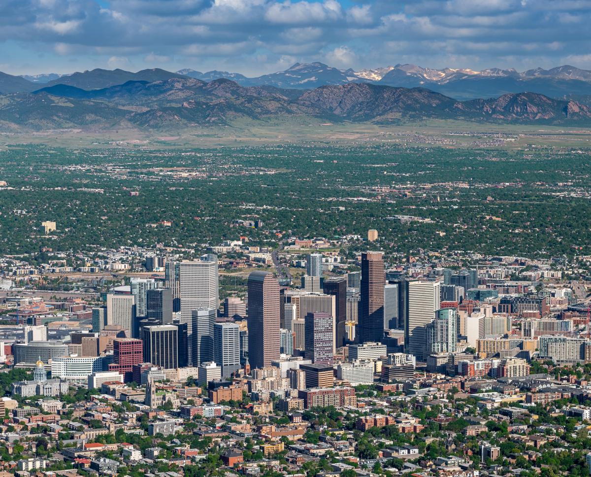 Aerial photo of Denver's Skyline