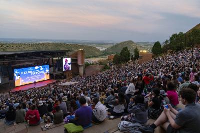 A crowd at Red Rocks for a Film on the Rocks