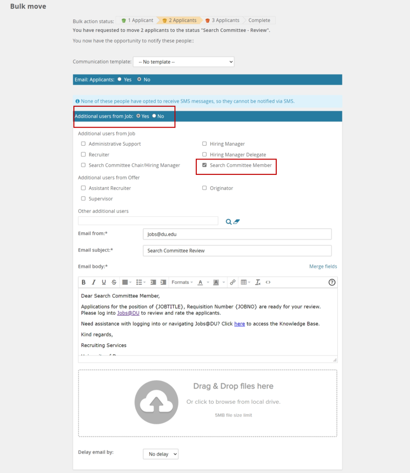 screenshot of bulk move