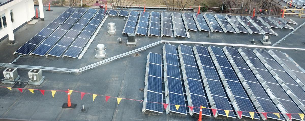 solar panels on top of a roof