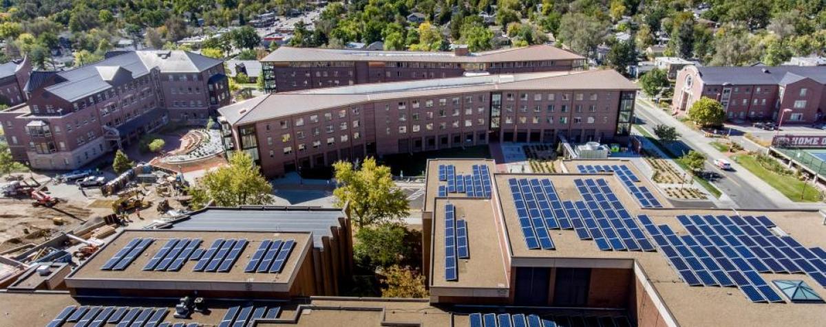Solar panels on top of the new buildings on campus