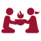 icon of two people holding a bowl of fire