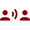 Two people with sound waves moving between them illustrating social communication