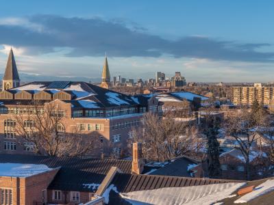 a winter landscape of DU Campus