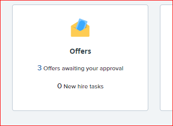 PageUp Offers screenshot of offers tile in PageUP with three offers awaiting approval