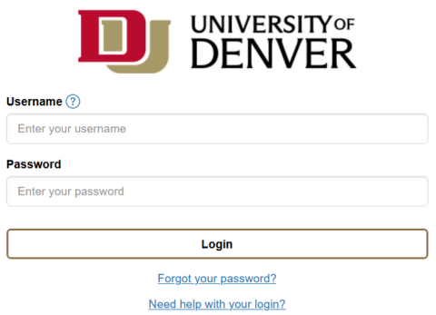 Screenshot of DU single sign on page