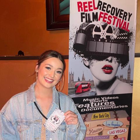 Haley Rimblas at the REEL Recovery Film Festival.