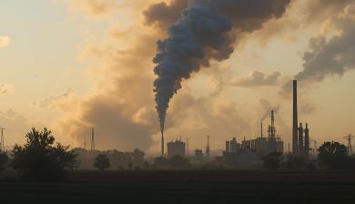 factories billowing smoke into the air