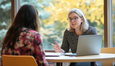 Professor student talking
