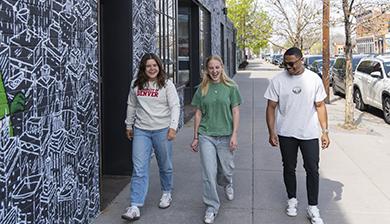 Students walking on the street in Denver