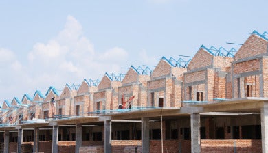 row of houses under construction