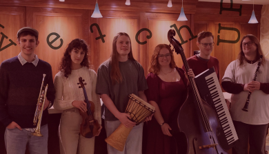 Members of the student klezmer group KvetchUP.