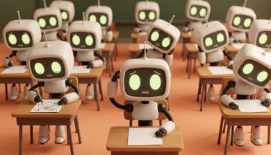 digital art of robots in classroom