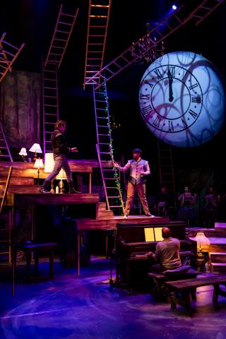 Luke Sewpersaud (right) on the set of "Into the Woods."