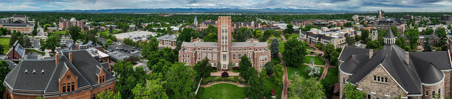 aerial photo of DU featuring Mary Reed building