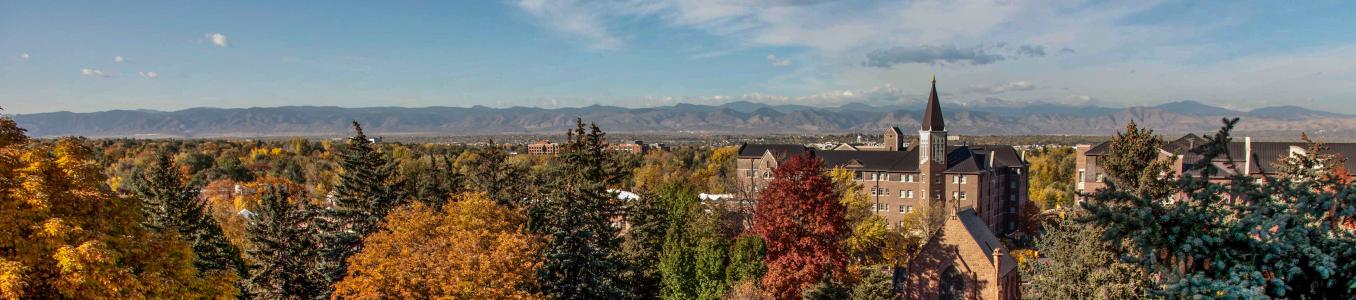 panoramic autumn view of University of Denver campus