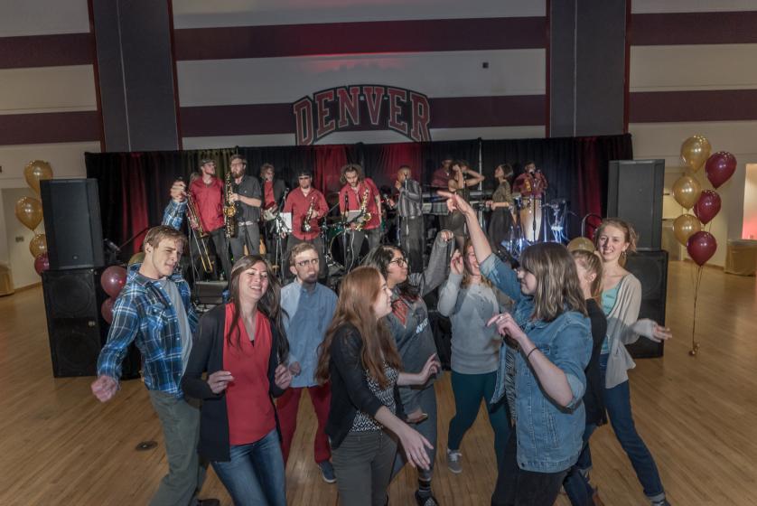 College kids having fun at University event