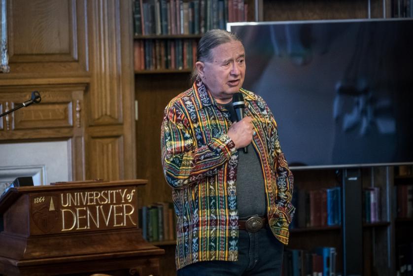 Speaking into microphone