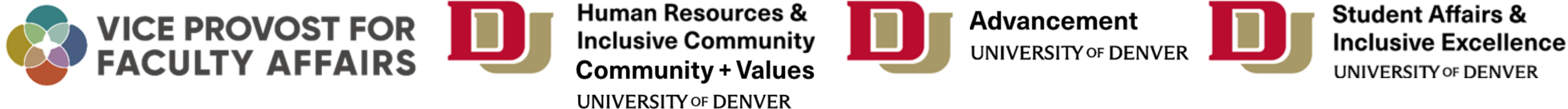 Logos: Vice Provost of Faculty Affairs & Human Resources & Inclusive Community, Community + Values